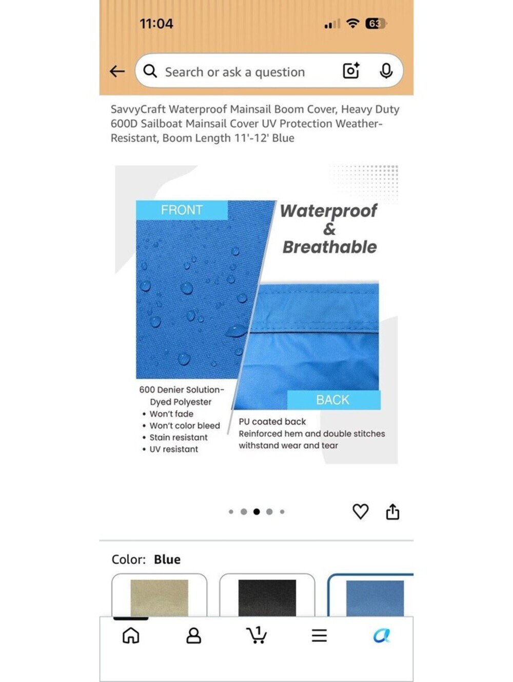 Shinetec Waterproof Mainsail Boom Cover - Picture 4 of 6